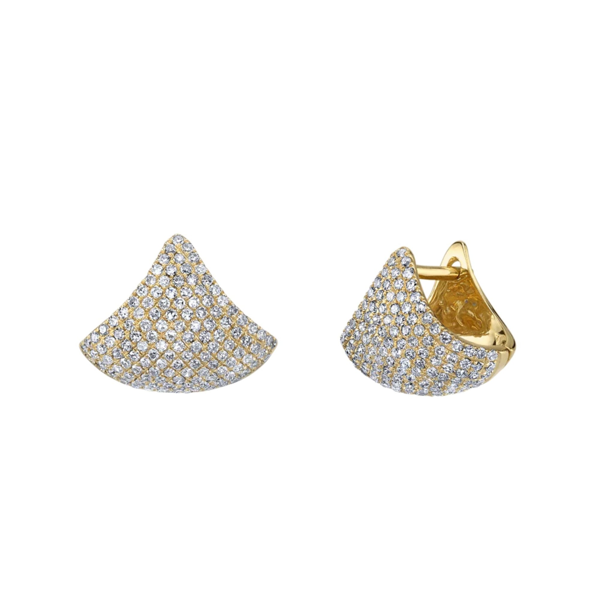14K Small Pave Diamond &quot;Apse&quot; Huggie Hoop Earrings - Peridot Fine Jewelry - Gabriela Artigas