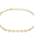 14K Small Puffed Mariner Chain & Medium Rolo Chain Station Bracelet - Peridot Fine Jewelry - Zoe Chicco