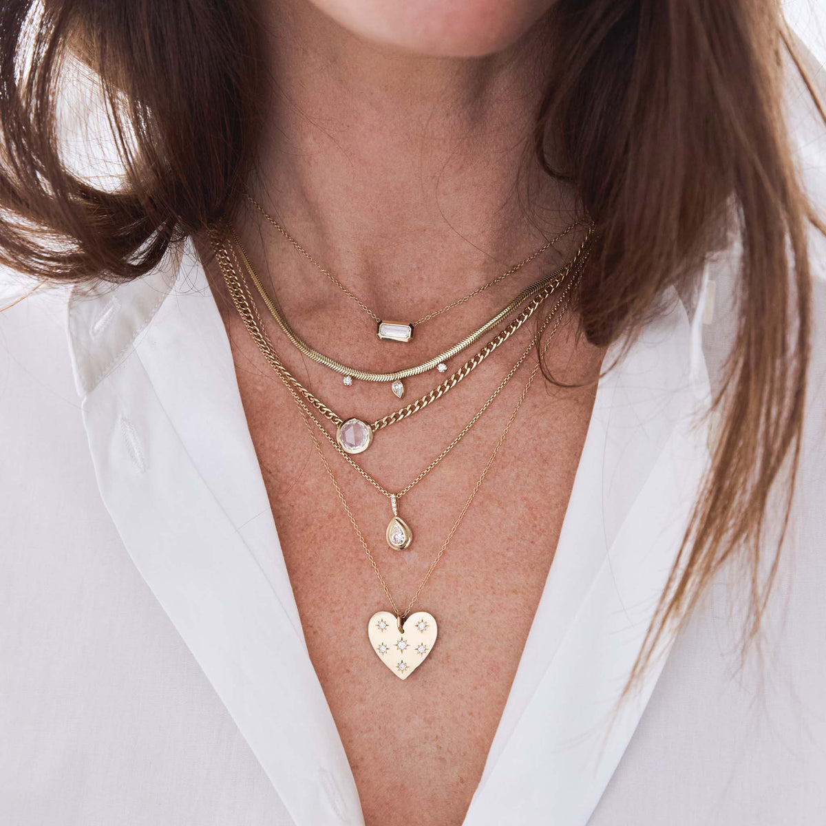 14K Snake Chain Necklace with Three Diamond Drops - Peridot Fine Jewelry - Zoe Chicco