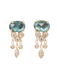 14K & Teal Tourmaline "Jellyfish" Earrings with Diamond Details - Peridot Fine Jewelry - Celine Daoust