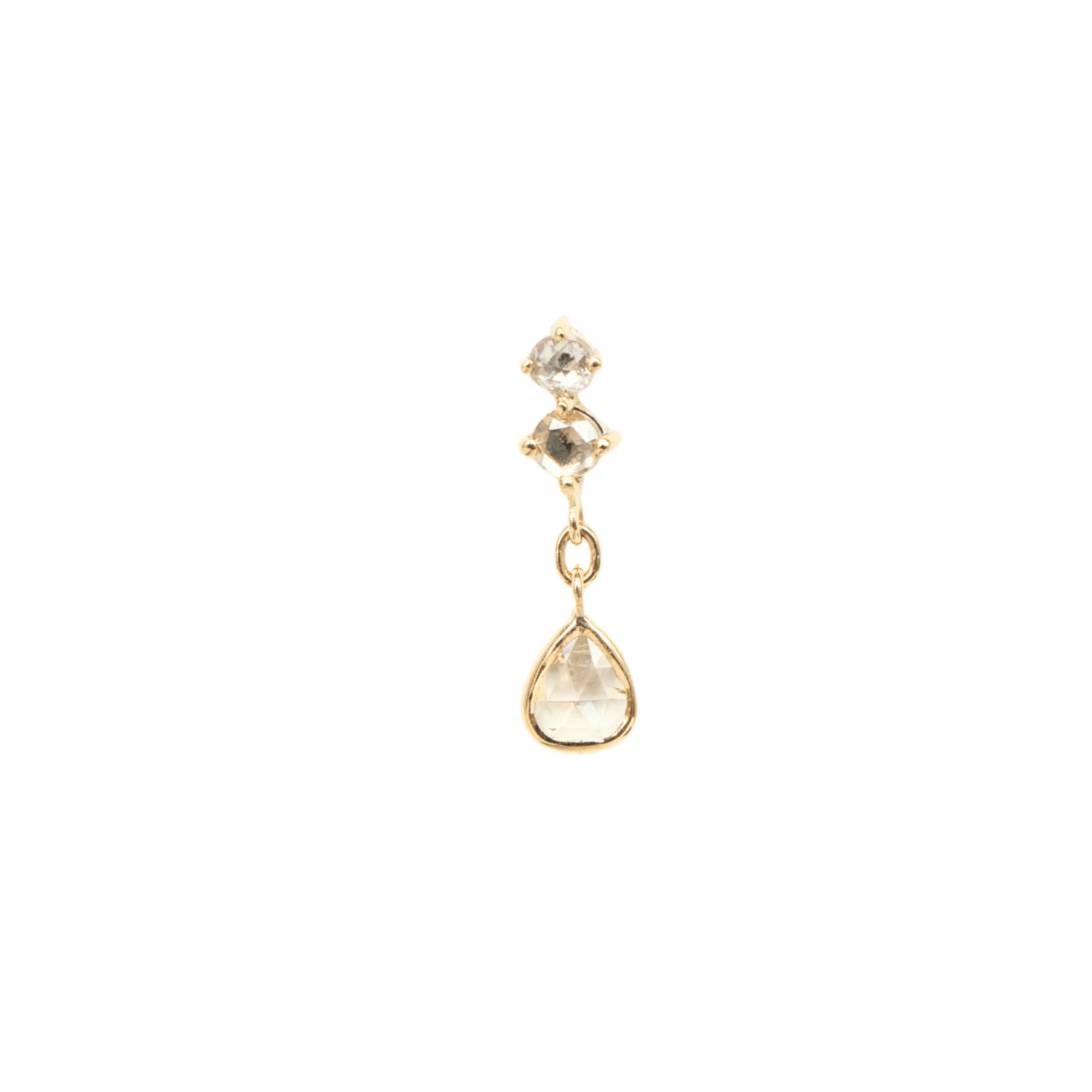 14K &amp; Triple Diamond Drop Earring - Peridot Fine Jewelry - Celine Daoust