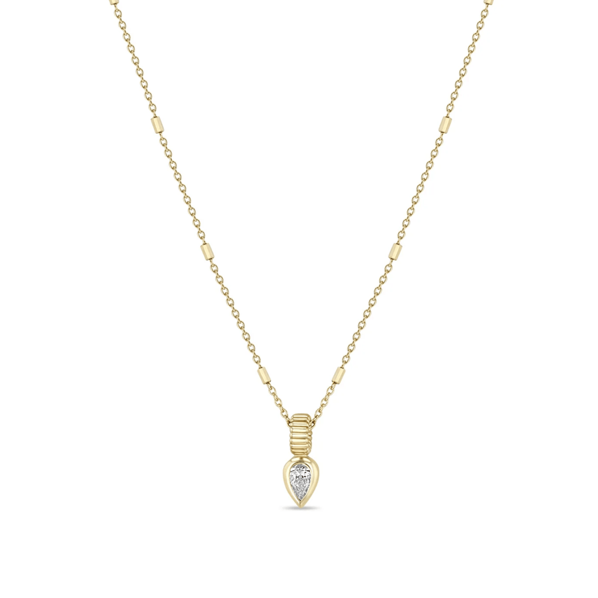 14K Upside Down Pear - Shaped Diamond Pendant Necklace - Peridot Fine Jewelry - Zoe Chicco
