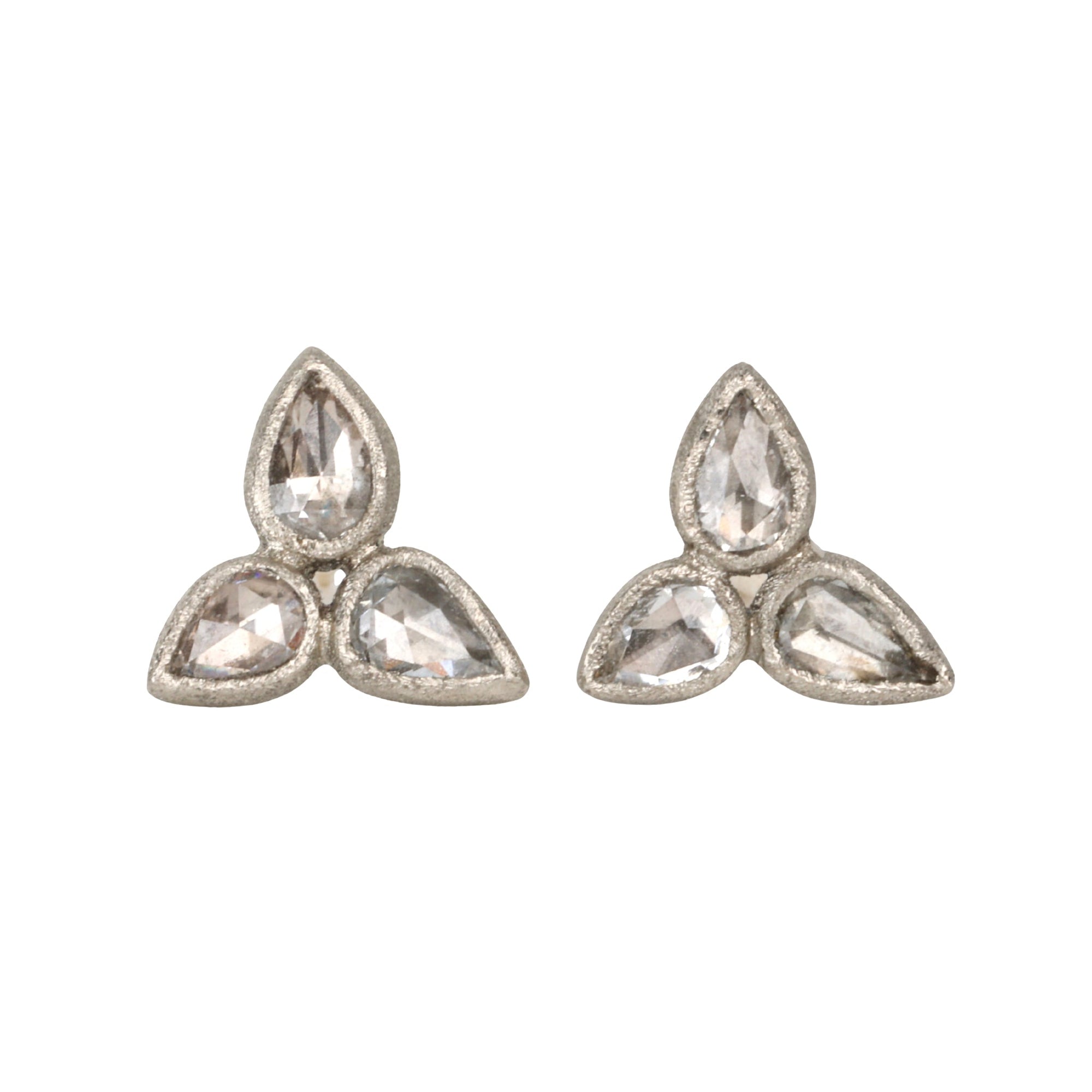 14K White Gold Mixed Rose Cut Diamond Studs - Peridot Fine Jewelry - TAP by Todd Pownell