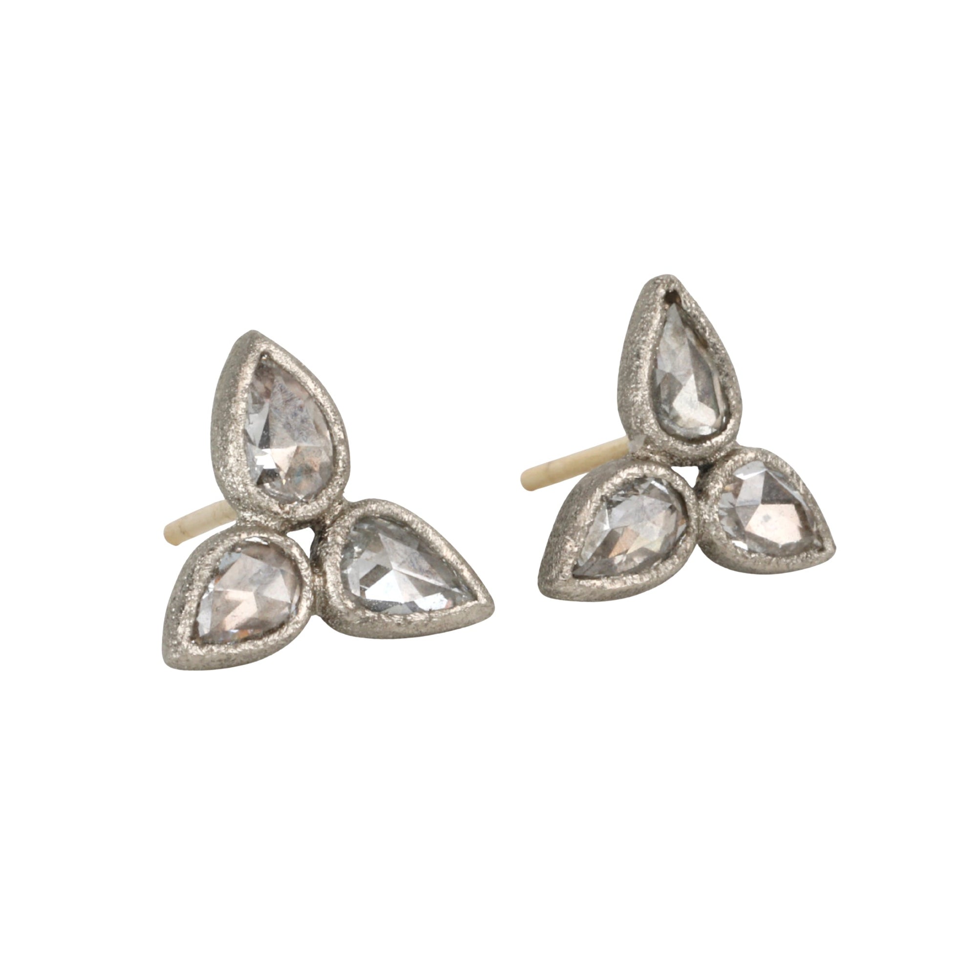 14K White Gold Mixed Rose Cut Diamond Studs - Peridot Fine Jewelry - TAP by Todd Pownell