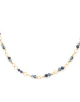 14K Wire - Wrapped Ombre Blue Sapphire Beaded Necklace - Peridot Fine Jewelry - Anne Sportun