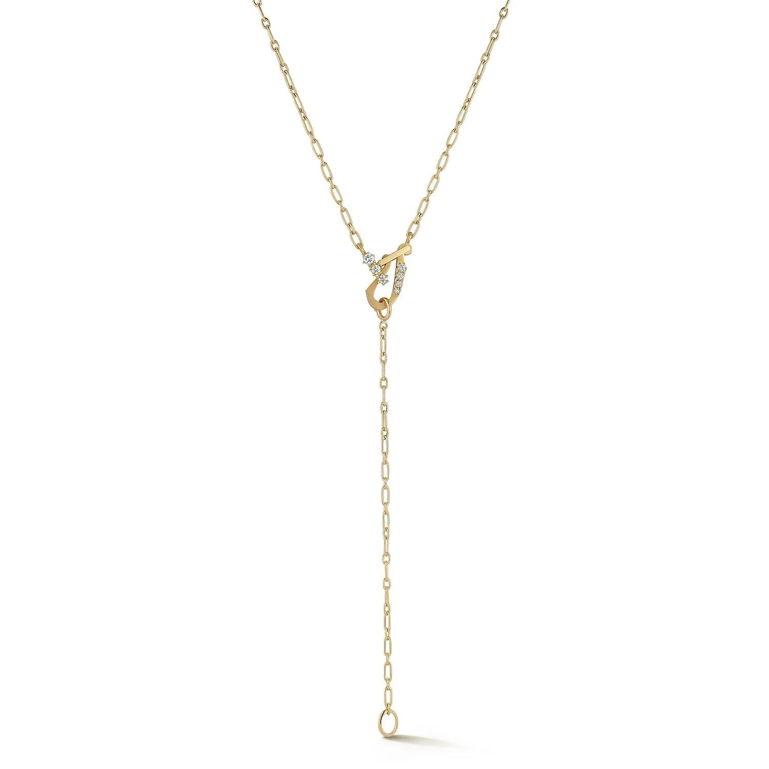 18 Karat Gold "Mini Diamond Lola" Lariat Necklace - Peridot Fine Jewelry - Jade Trau