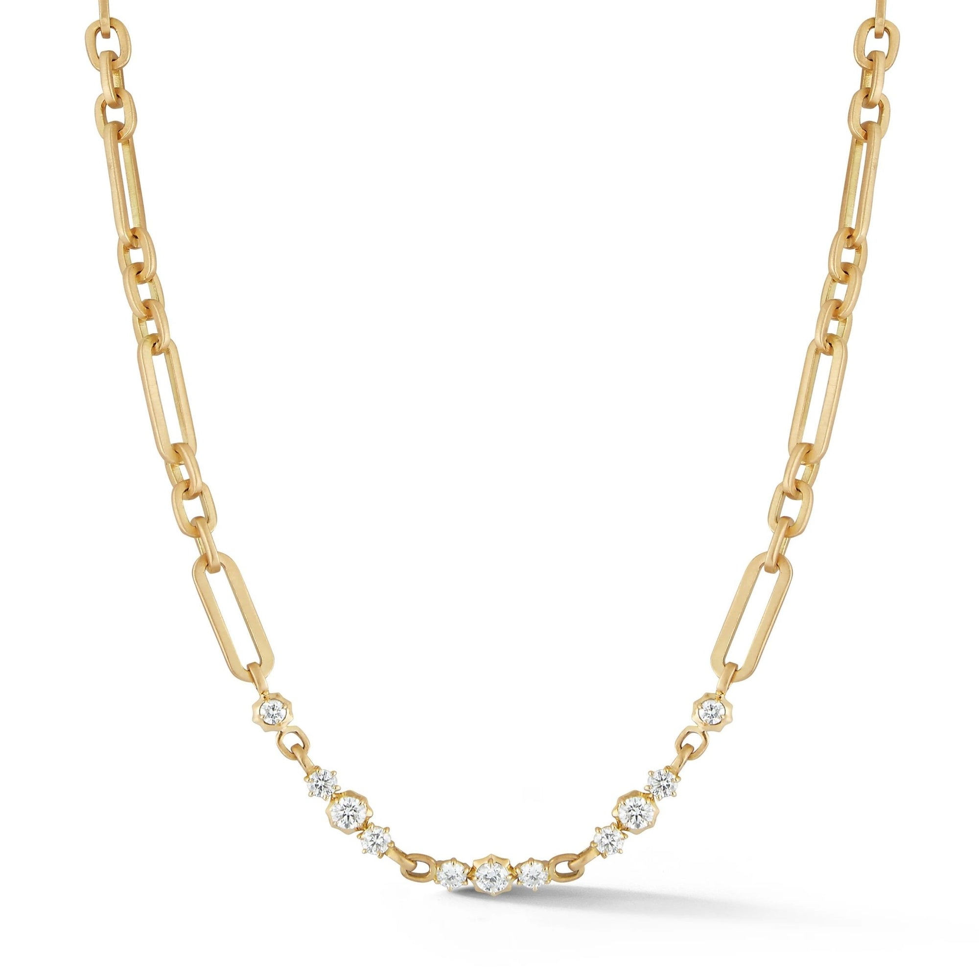 18 Karat Gold "Paige" Diamond Station Necklace - Peridot Fine Jewelry - Jade Trau