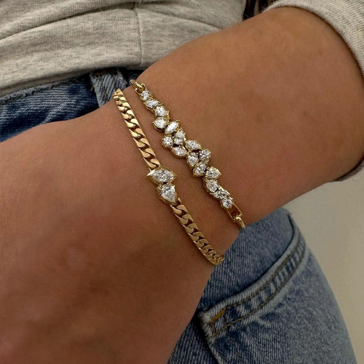 18 Karat Gold "Poppy" Curb Chain Bracelet - Peridot Fine Jewelry - Jade Trau