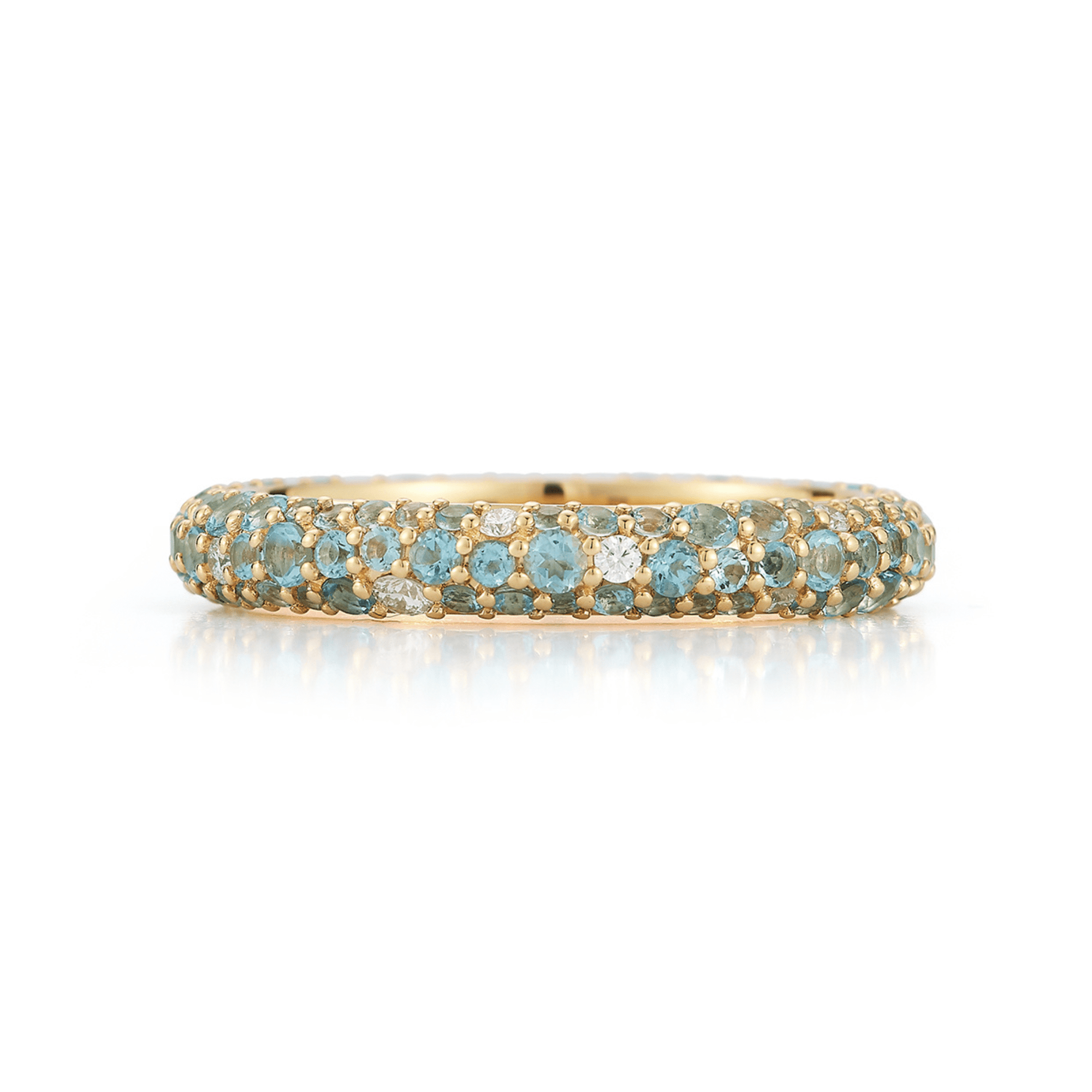 18K Aquamarine, Swiss Blue Topaz &amp; Diamond "Thin Tidepool" Ring - Peridot Fine Jewelry - Renna