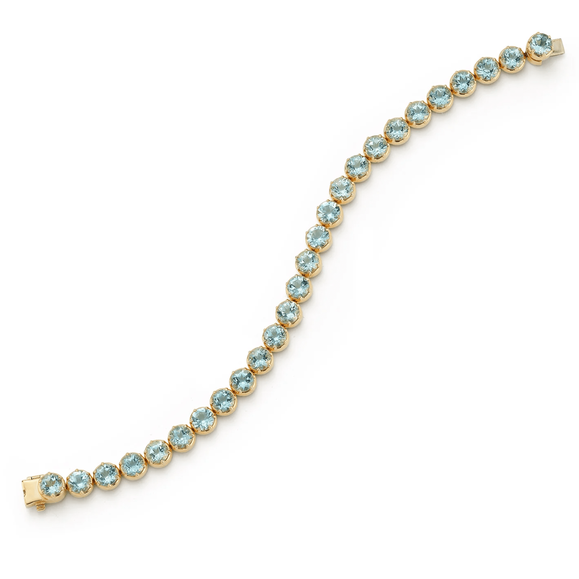 18K &amp; Aquamarine Tennis Style Bracelet - Peridot Fine Jewelry - Renna