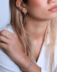 18K & Aquamarine Tennis Style Bracelet - Peridot Fine Jewelry - Renna