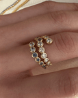 18K Bezel - Set Graduated Diamond "Open Wave" Ring - Peridot Fine Jewelry - Renna