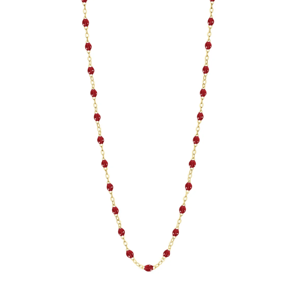 18K & "Cherry" Red Resin Beaded "Classic" Necklace - Peridot Fine Jewelry - Gigi Clozeau