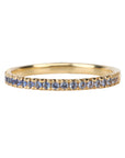 18K "Cove" Ombre Blue Sapphire Fishtail Pave Eternity Ring - Peridot Fine Jewelry - Anne Sportun