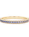 18K "Cove" Ombre Blue Sapphire Fishtail Pave Eternity Ring - Peridot Fine Jewelry - Anne Sportun