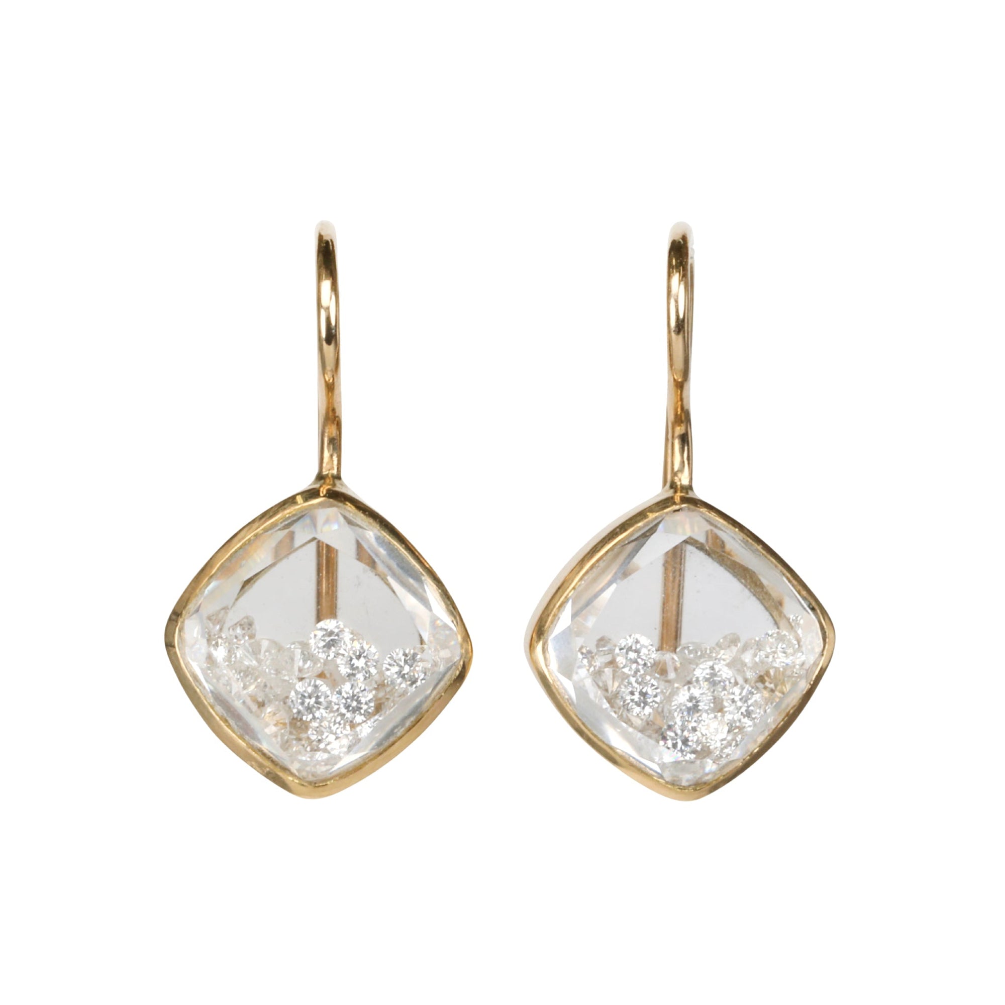 18K Cushion "Naipe" Diamond "Shake" Earrings - Peridot Fine Jewelry - Moritz Glik