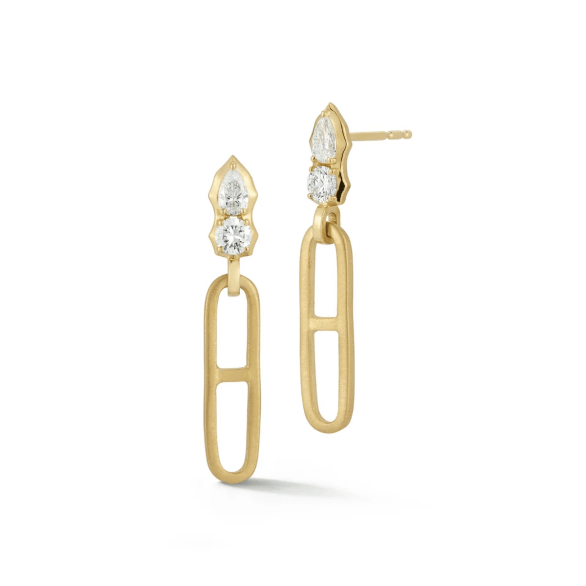 18K &amp; Diamond "Poppy" Chain Drop Post Earrings - Peridot Fine Jewelry - Jade Trau