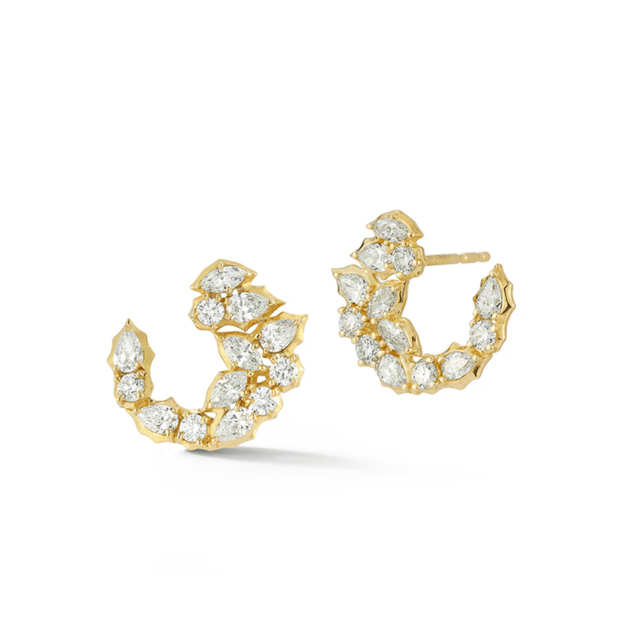 18K &amp; Diamond "Posey" Crescent Front - Facing Hoop Earrings - Peridot Fine Jewelry - Jade Trau