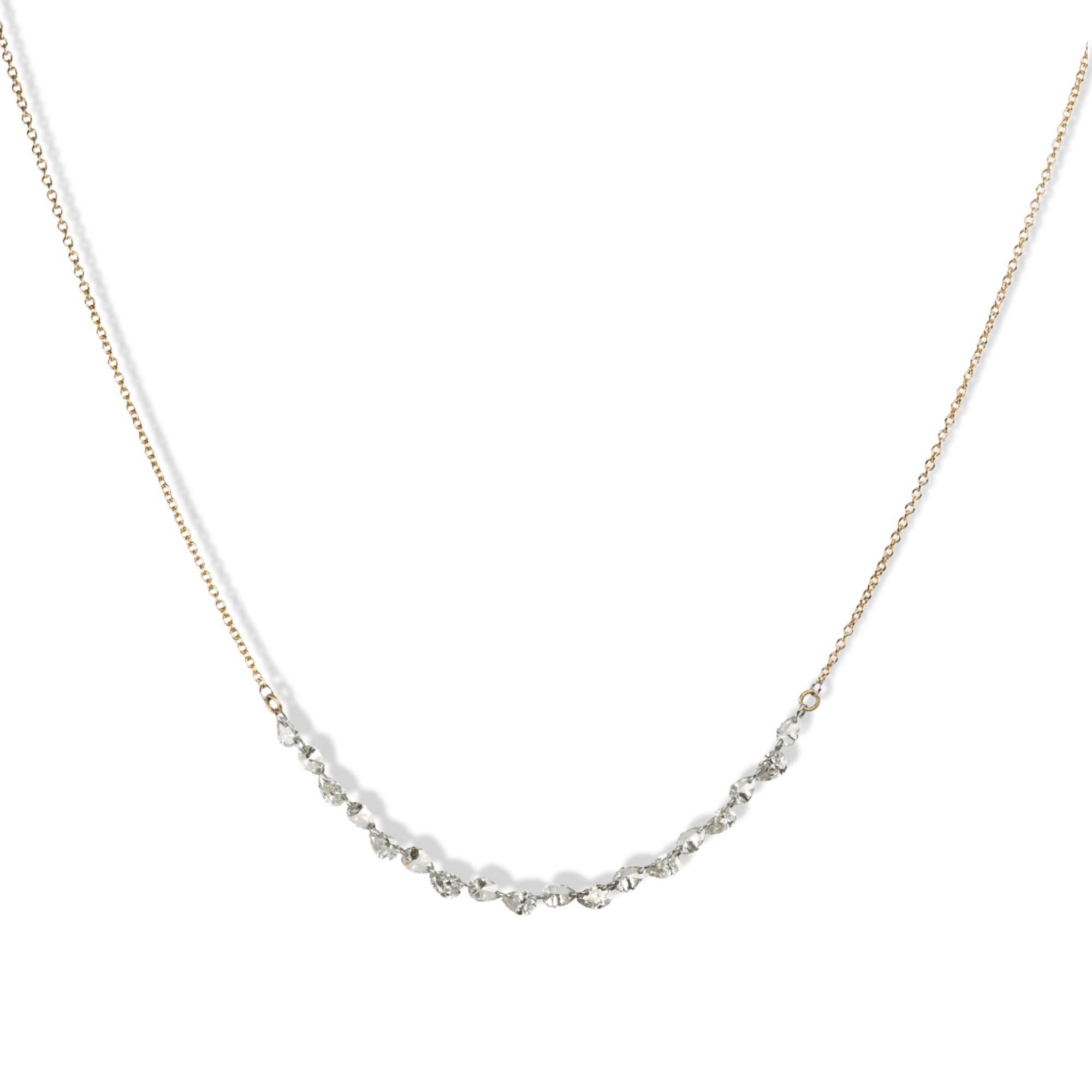 18K Drilled In - Line Pear Shaped Diamond Necklace - Peridot Fine Jewelry - TAP by Todd Pownell