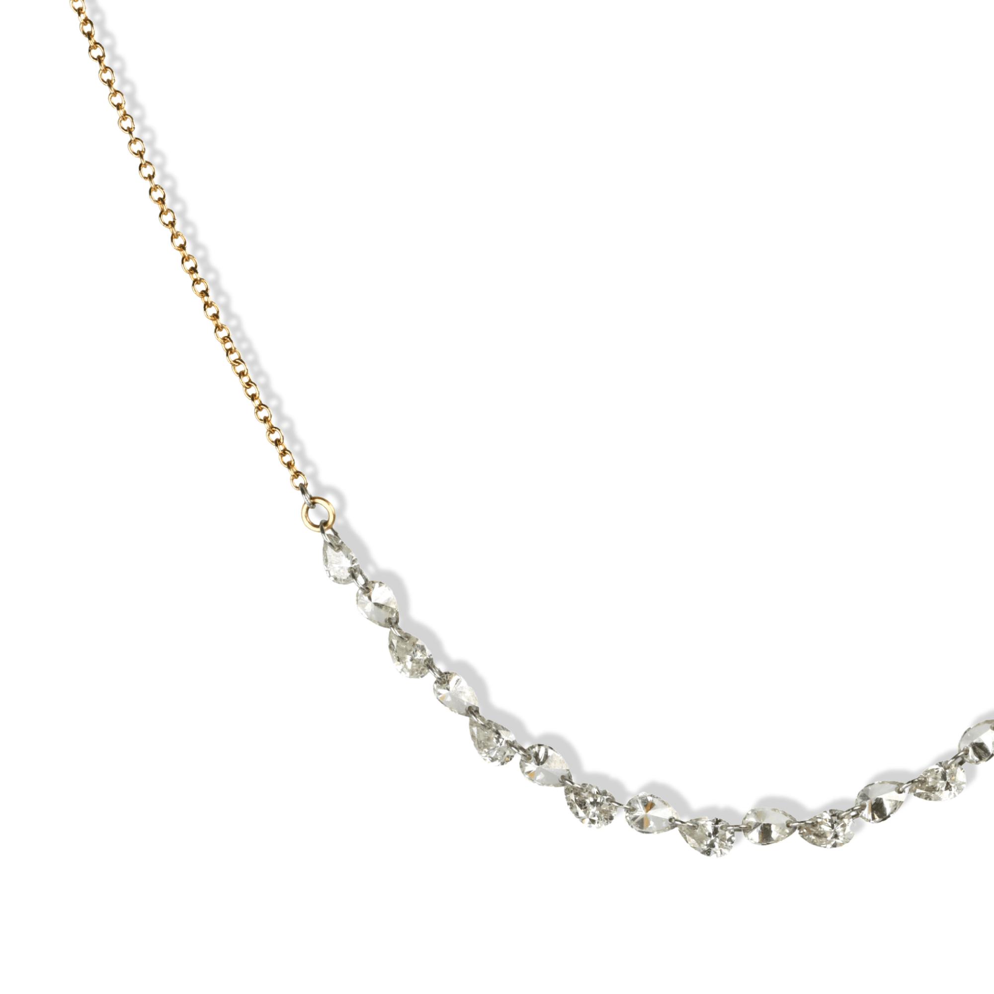 18K Drilled In - Line Pear Shaped Diamond Necklace - Peridot Fine Jewelry - TAP by Todd Pownell