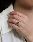 18K & East - West Oval Blue Sapphire Ring - Peridot Fine Jewelry - Yasuko Azuma