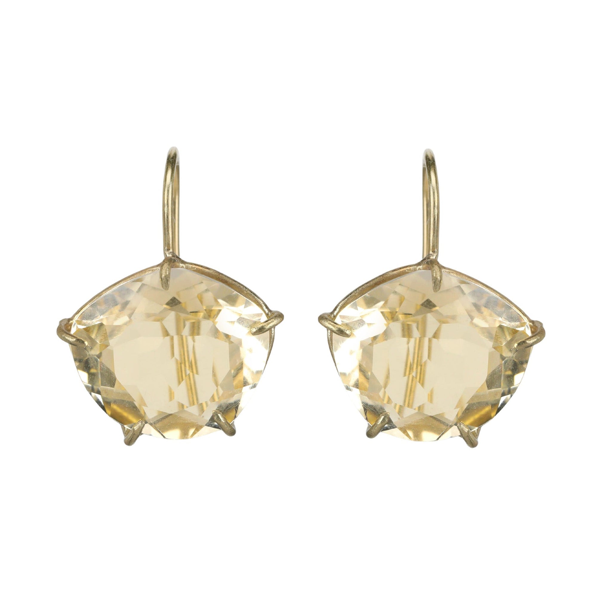 18K Faceted Asymmetrical Lemon Citrine &quot;Petal&quot; Earrings - Peridot Fine Jewelry - Rosanne Pugliese