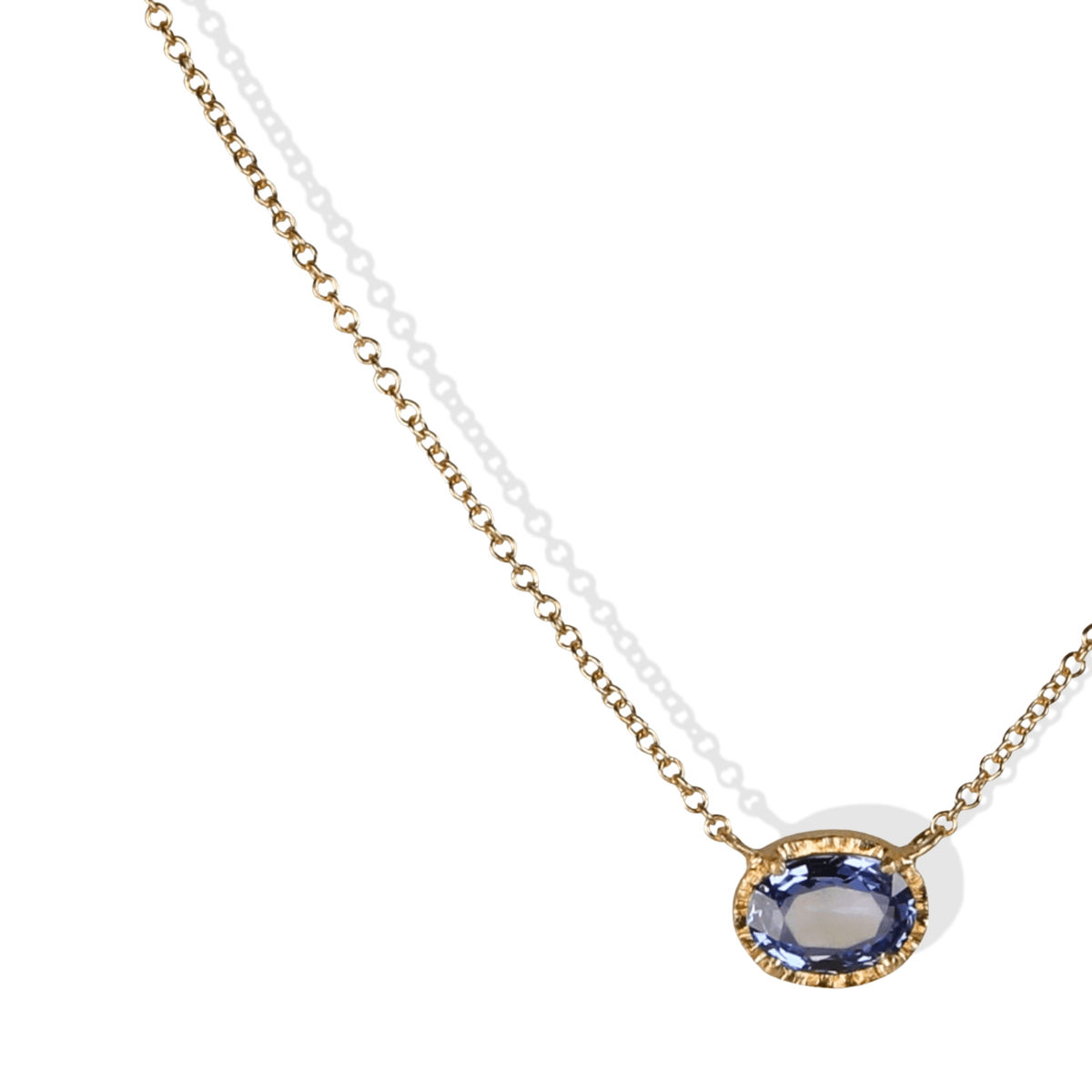 18K Fixed East-West Oval Blue Sapphire Pendant Necklace - Peridot Fine Jewelry - Yasuko Azuma