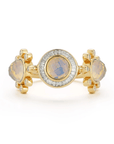 18K "Galaxy" Ring with Three Australian Opals & Diamond Halo Details - Peridot Fine Jewelry - Renna