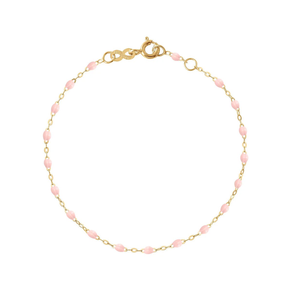 18K Gold and Baby Pink Resin Beaded "Classic" Bracelet - Peridot Fine Jewelry - Gigi Clozeau