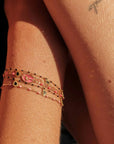 18K Gold and Baby Pink Resin Beaded "Classic" Bracelet - Peridot Fine Jewelry - Gigi Clozeau