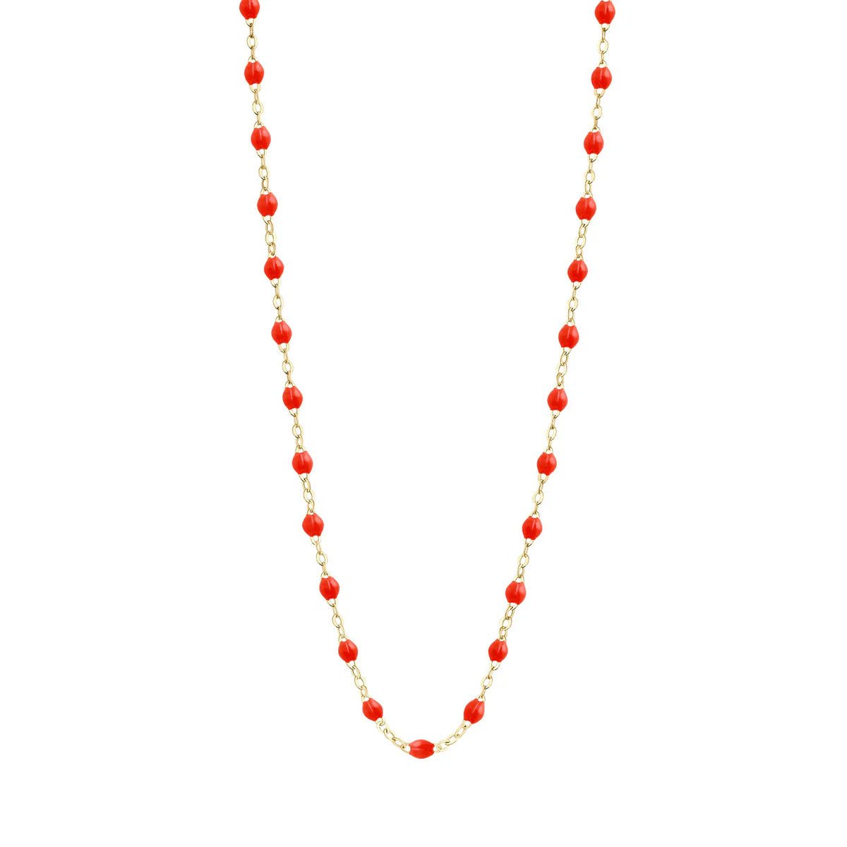 18K Gold and Coral Resin Beaded &quot;Classic&quot; Necklace - Peridot Fine Jewelry - Gigi Clozeau