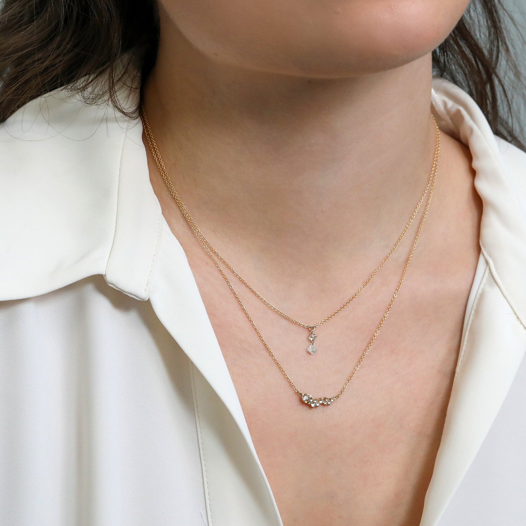 18K Gold and Inverted Diamond Cluster Necklace - Peridot Fine Jewelry - TAP by Todd Pownell