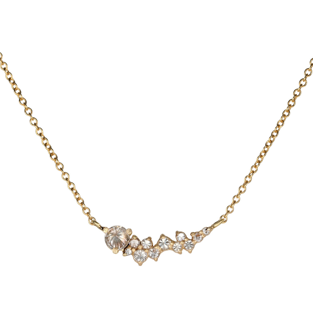 18K Gold and Inverted Diamond Cluster Necklace - Peridot Fine Jewelry - TAP by Todd Pownell