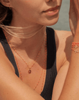 18K Gold and "Mandarine" Colored Resin Beaded "Classic" Necklace - Peridot Fine Jewelry - Gigi Clozeau