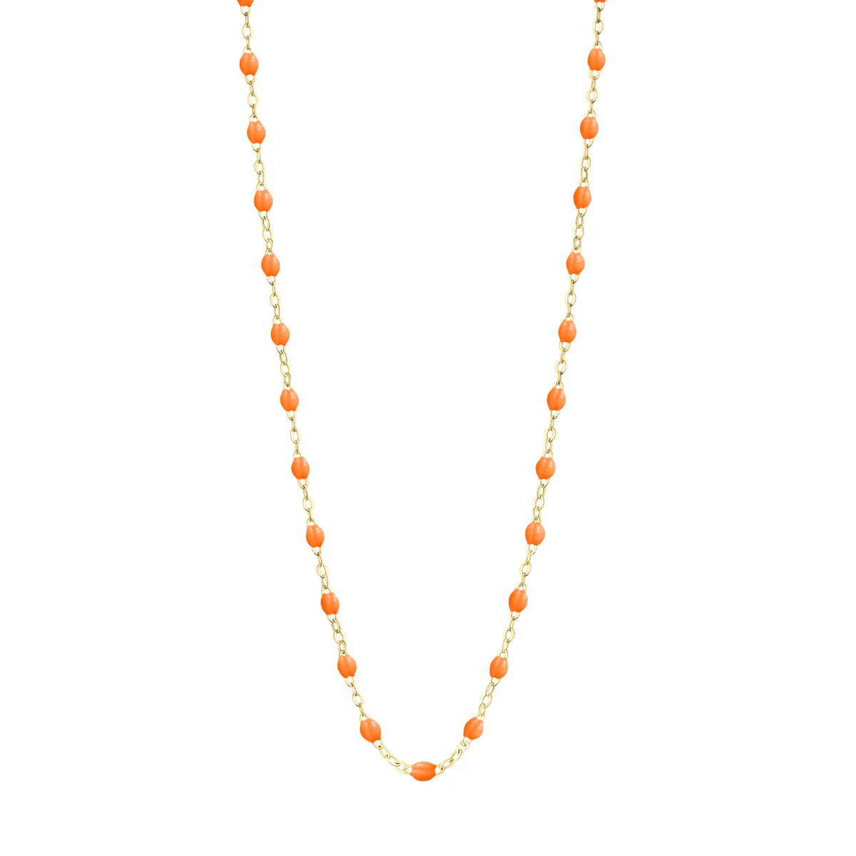 18K Gold and "Mandarine" Colored Resin Beaded "Classic" Necklace - Peridot Fine Jewelry - Gigi Clozeau
