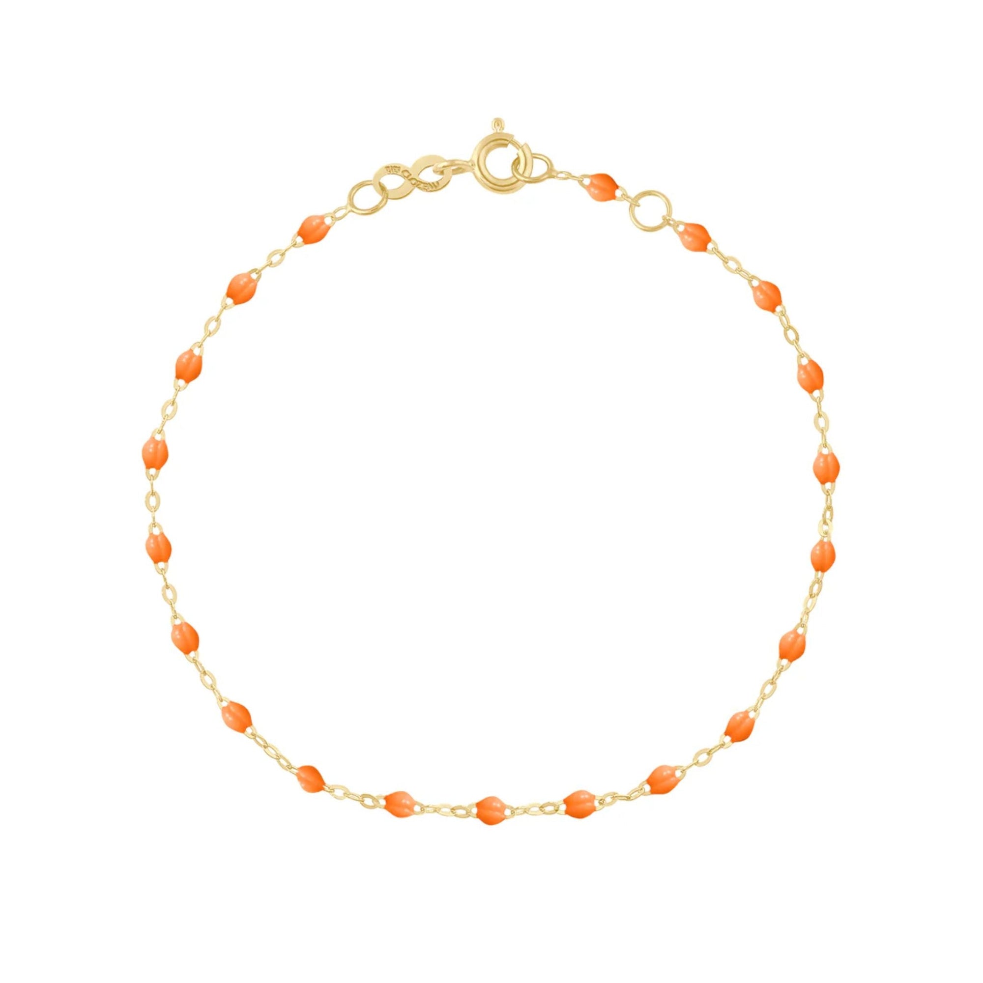 18K Gold and &quot;Mandarine&quot; Orange Resin Beaded &quot;Classic&quot; Bracelet - Peridot Fine Jewelry - Gigi Clozeau