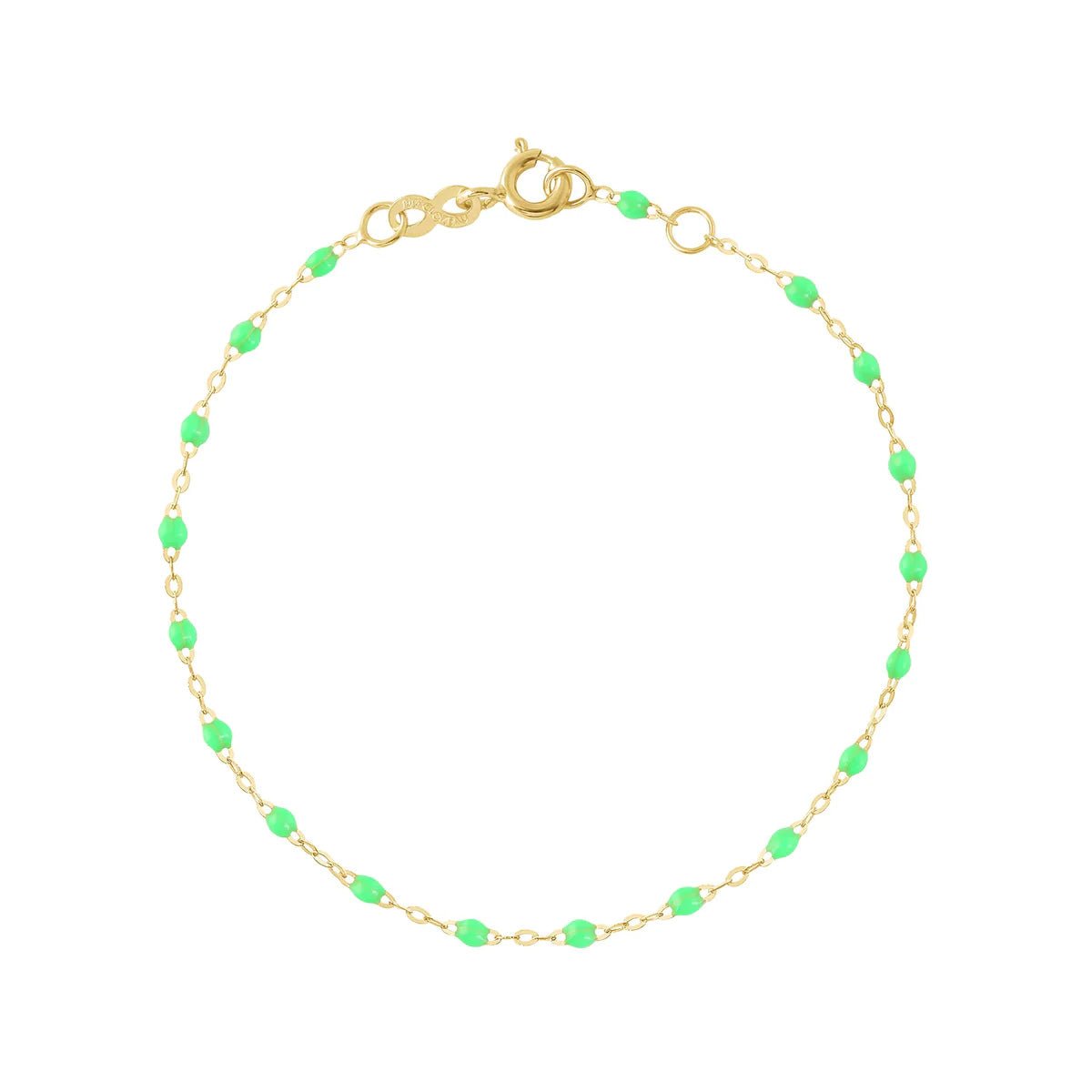 18K Gold and Neon Green Resin Beaded &quot;Classic&quot; Bracelet - Peridot Fine Jewelry - Gigi Clozeau