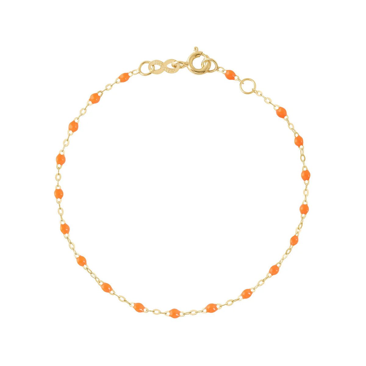18K Gold and Neon Orange Resin Beaded "Classic" Bracelet - Peridot Fine Jewelry - Gigi Clozeau