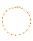 18K Gold and Neon Orange Resin Beaded "Classic" Bracelet - Peridot Fine Jewelry - Gigi Clozeau