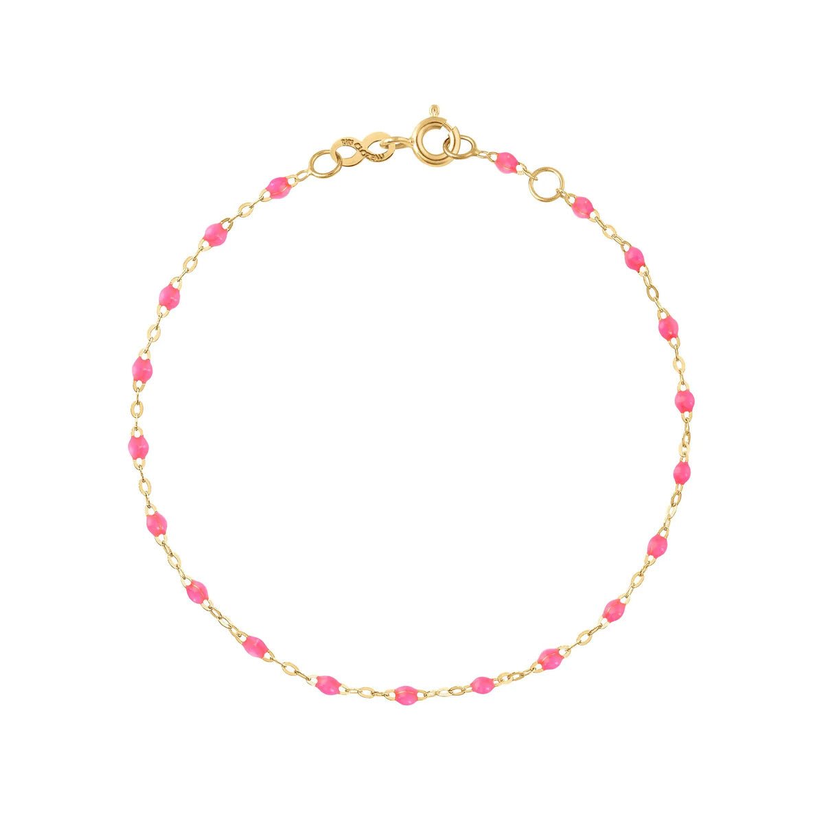18K Gold and Neon Pink Resin Beaded &quot;Classic&quot; Bracelet - Peridot Fine Jewelry - Gigi Clozeau