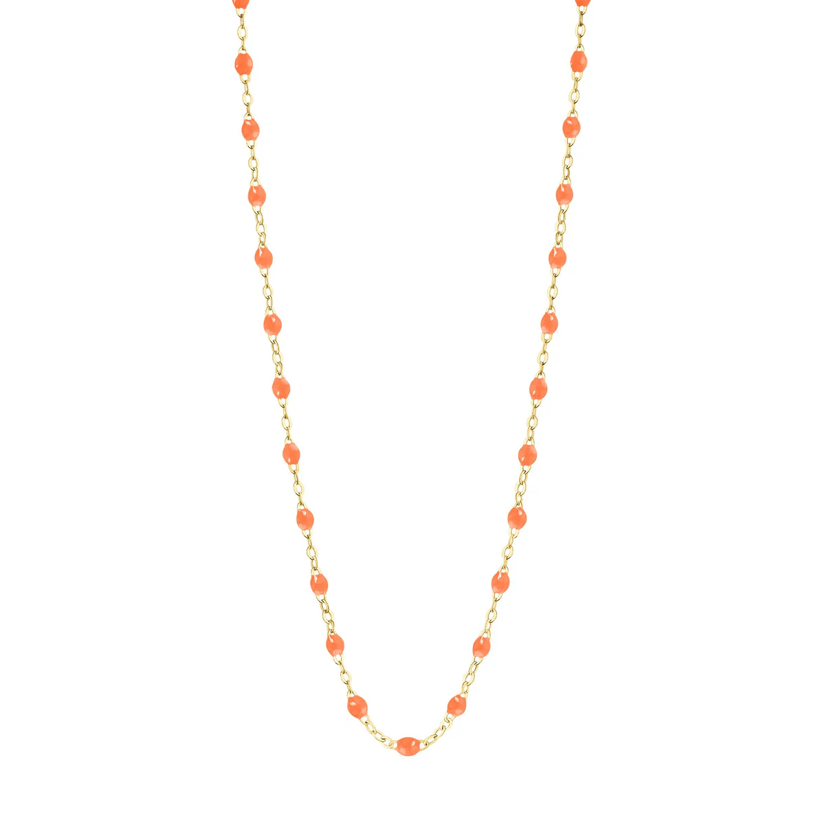 18K Gold and Orange Colored Resin Beaded "Classic" Necklace - Peridot Fine Jewelry - Gigi Clozeau