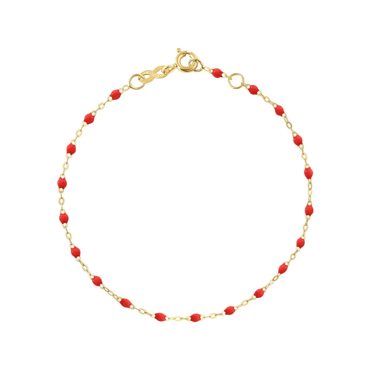 18K Gold and Poppy Red Resin Beaded &quot;Classic&quot; Bracelet - Peridot Fine Jewelry - Gigi Clozeau