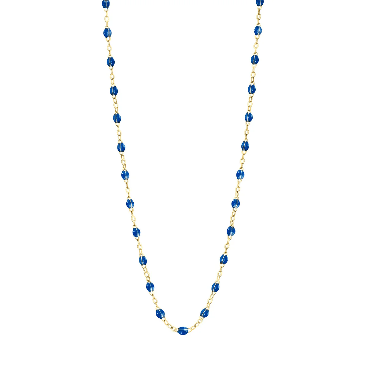 18K Gold and "Sapphire" Colored Resin Beaded "Classic" Necklace - Peridot Fine Jewelry - Gigi Clozeau