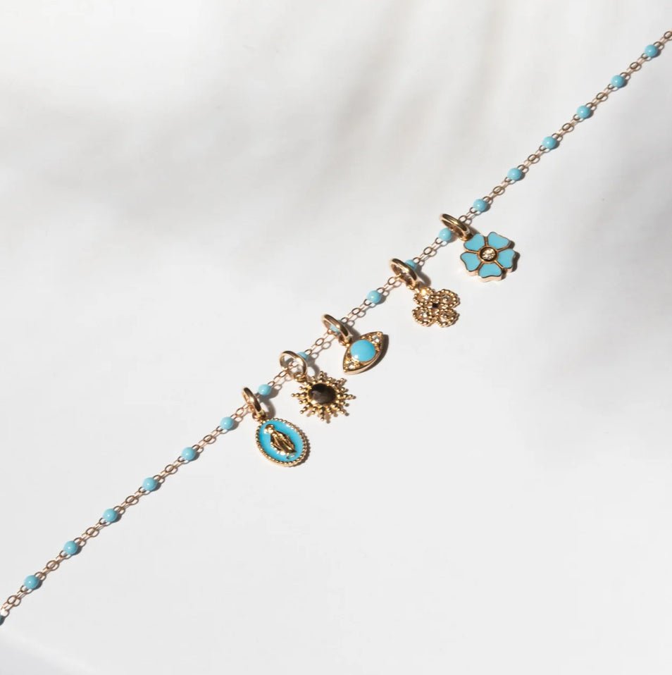 18K Gold and Turquoise &quot;Eye&quot; Pendant with Diamond Details - Peridot Fine Jewelry - Gigi Clozeau
