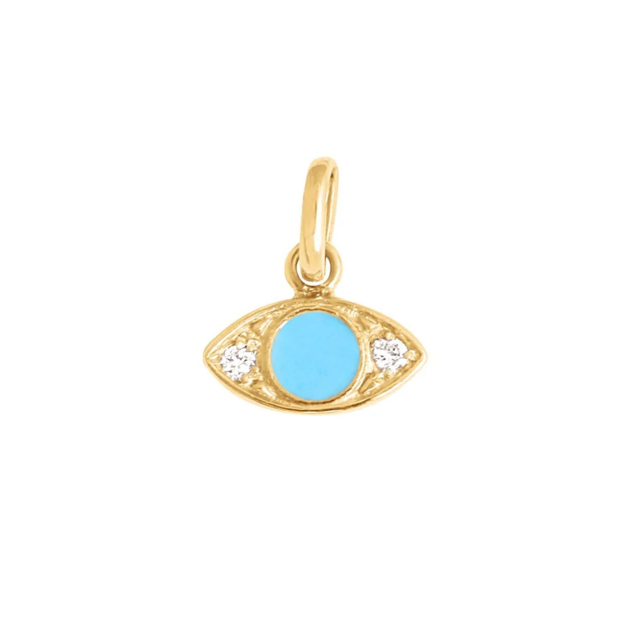 18K Gold and Turquoise &quot;Eye&quot; Pendant with Diamond Details - Peridot Fine Jewelry - Gigi Clozeau