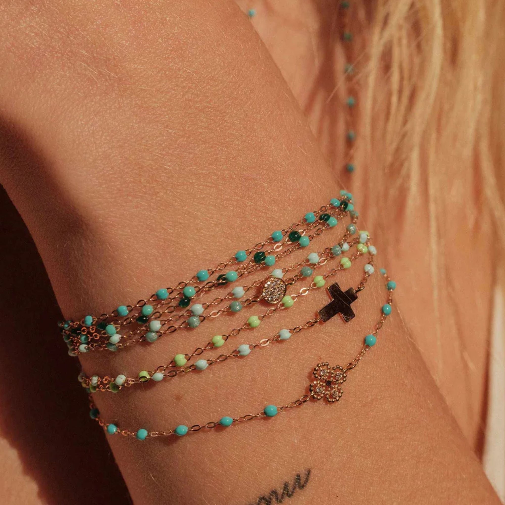 18K Gold &amp; &quot;Anis&quot; Green Resin &quot;Classic&quot; Bracelet - Peridot Fine Jewelry - Gigi Clozeau