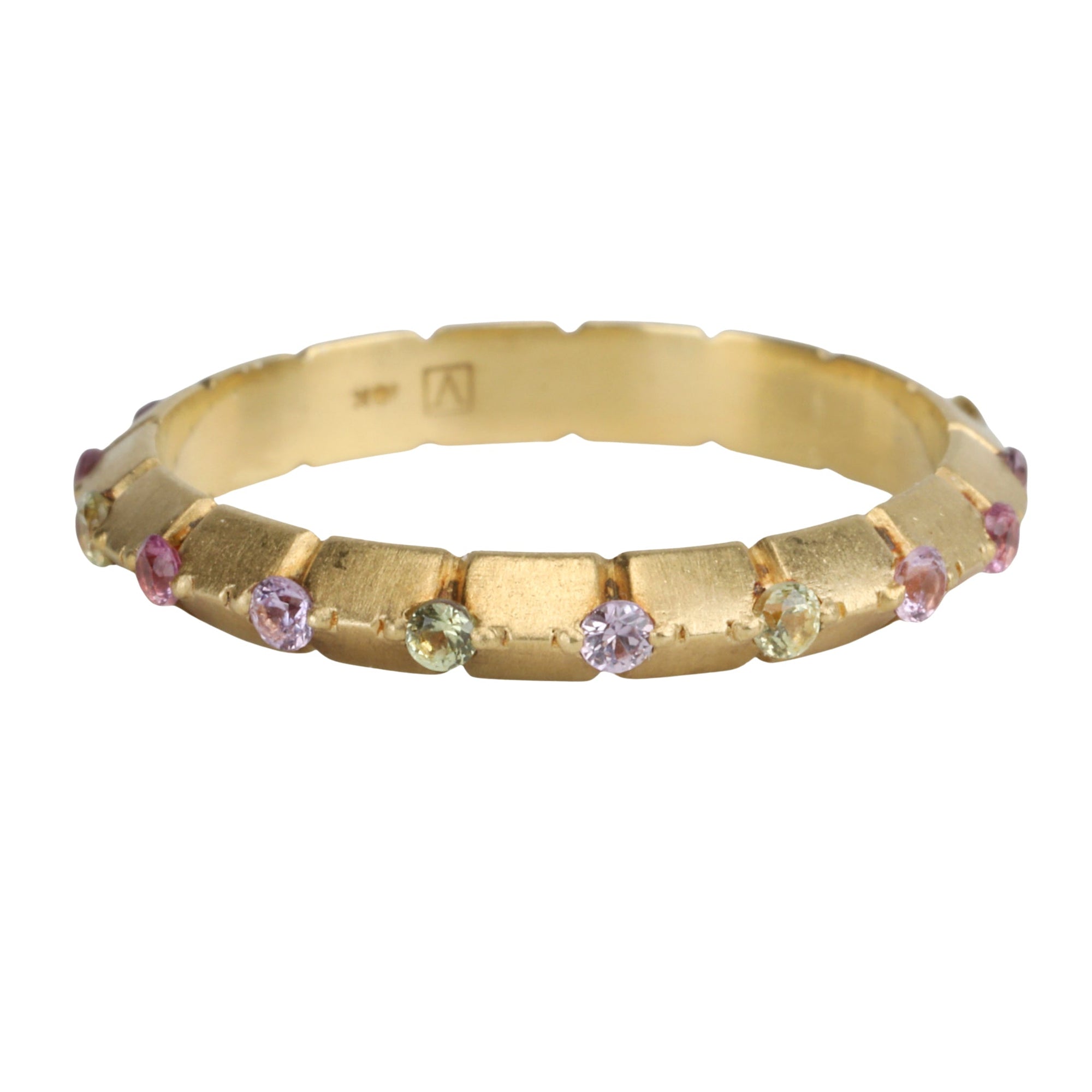 18K Gold &quot;Apex&quot; Eternity Ring With Multi Colored Blush Sapphires - Peridot Fine Jewelry - Ali Dumont
