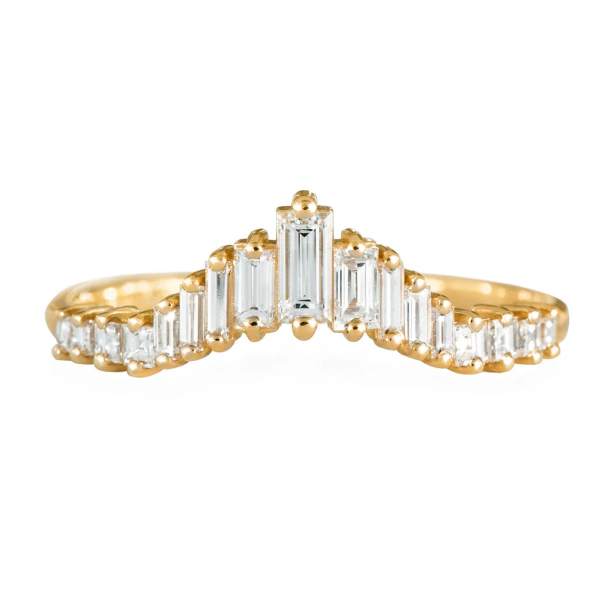18K Gold Art Deco Tapered Baguette Nesting Ring - Peridot Fine Jewelry - Artemer