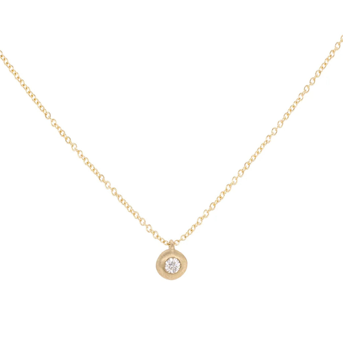 18K Gold Bezel - Set Diamond Necklace - Peridot Fine Jewelry - Anne Sportun