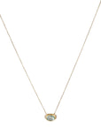18K Gold Bezel - Set Horizontal Oval Emerald Pendant Necklace with Diamond Details - Peridot Fine Jewelry - Annie Fensterstock